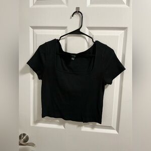 Square neck top.